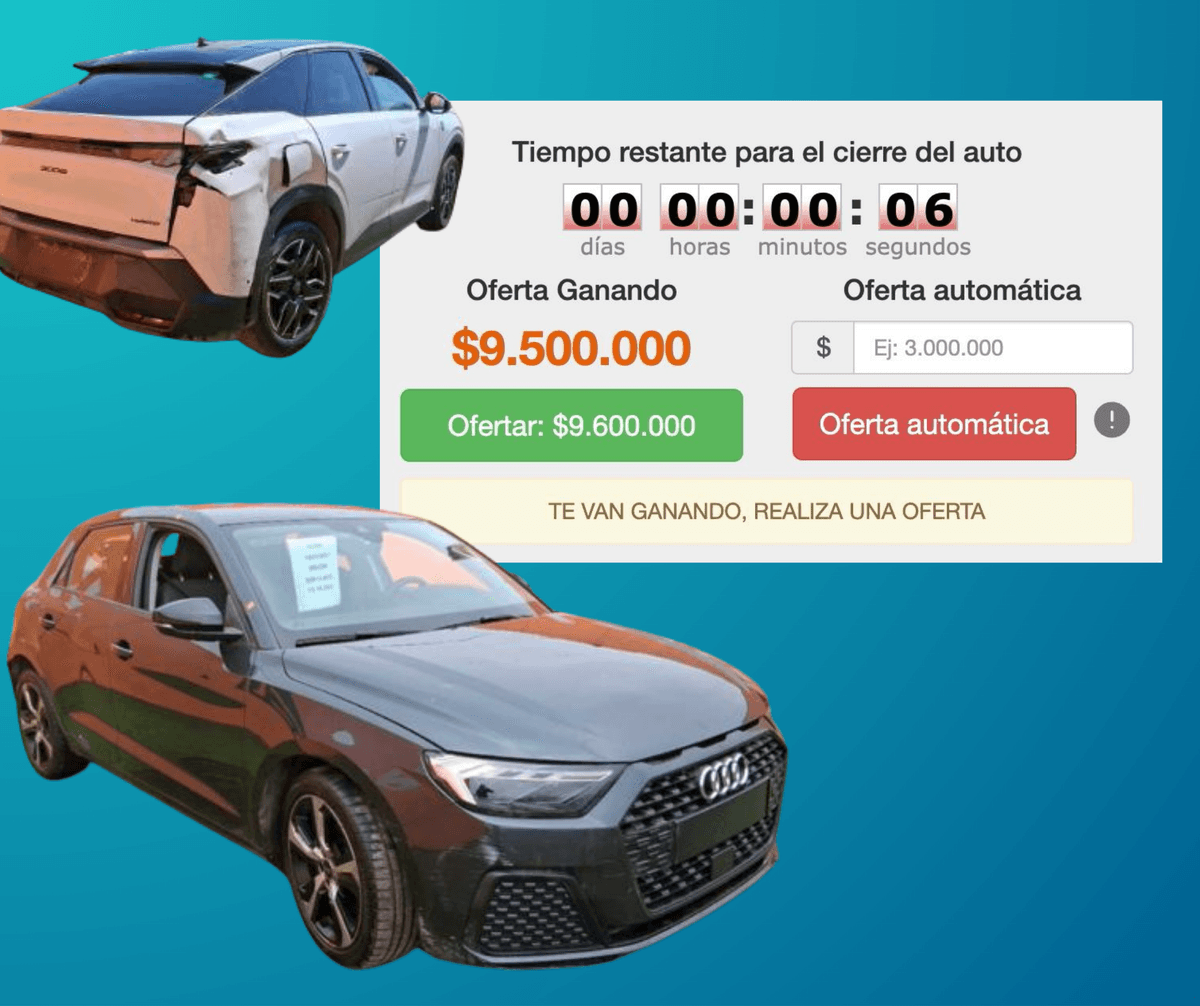 Vehículo Audi dañado en exhibición de remate